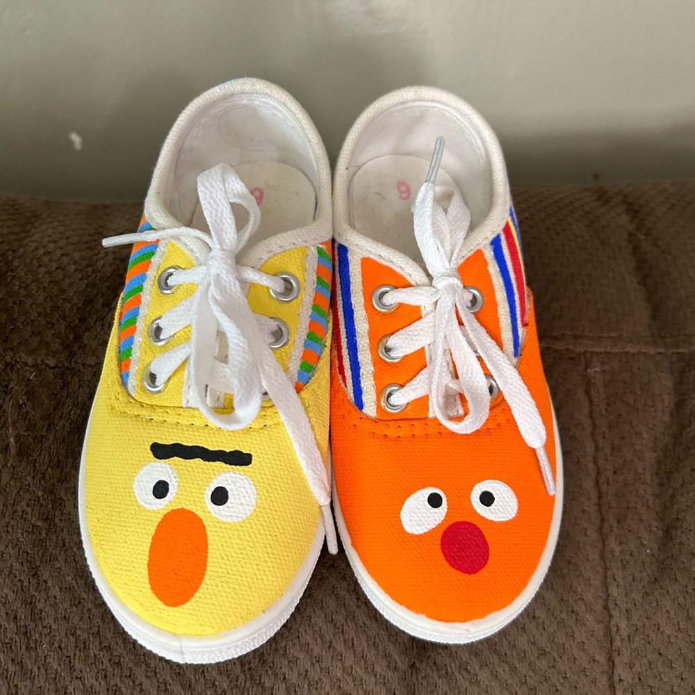Hand painted Sesame Street Bert and Ernie Toddler shoes 9